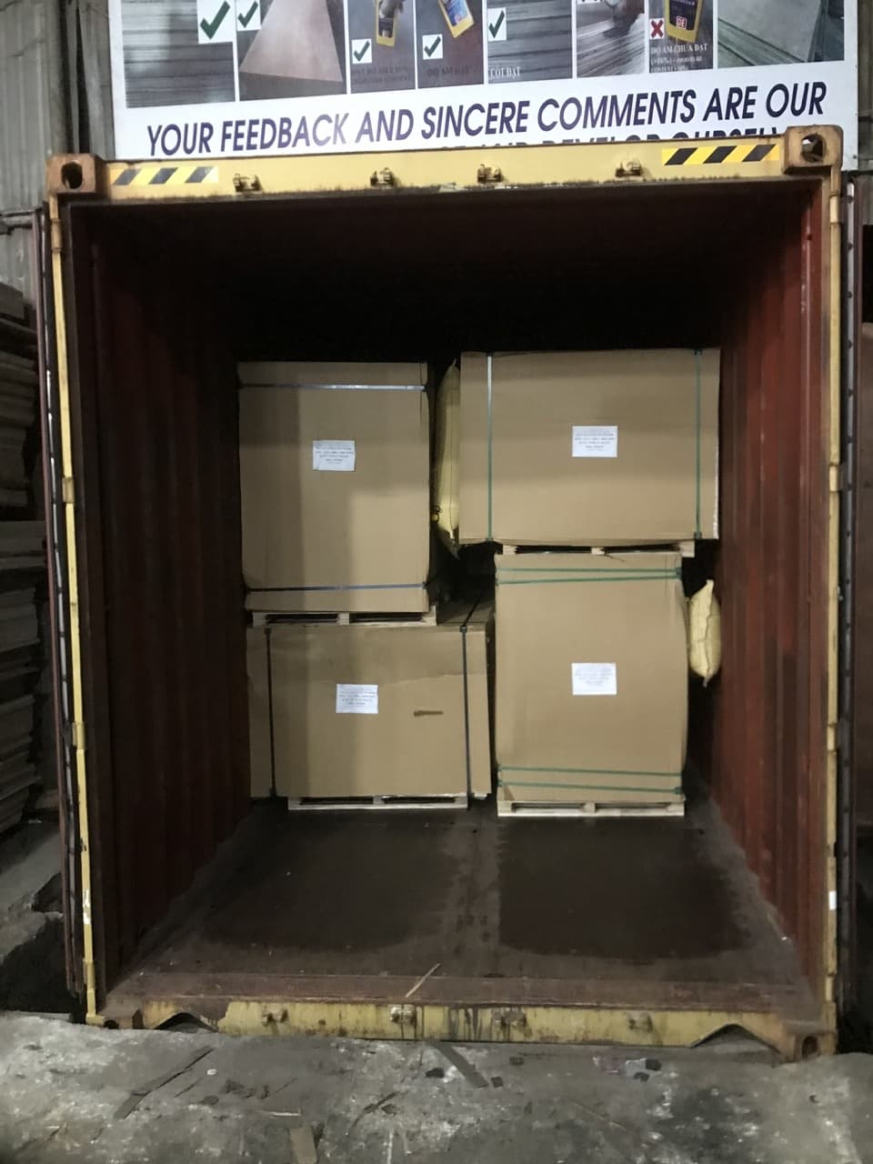Plywood container loading at LELOI factory in Vietnam 2
