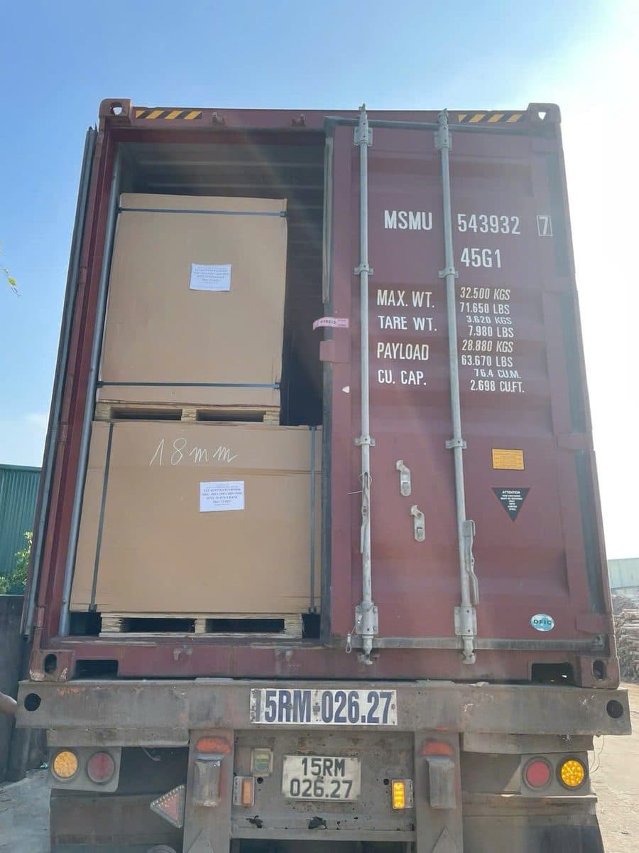Plywood container loading at LELOI factory in Vietnam 3