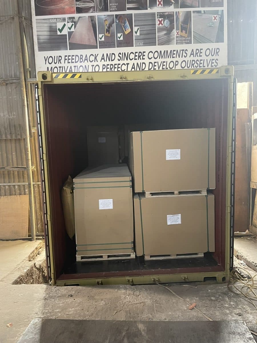Plywood container loading at LELOI factory in Vietnam 5